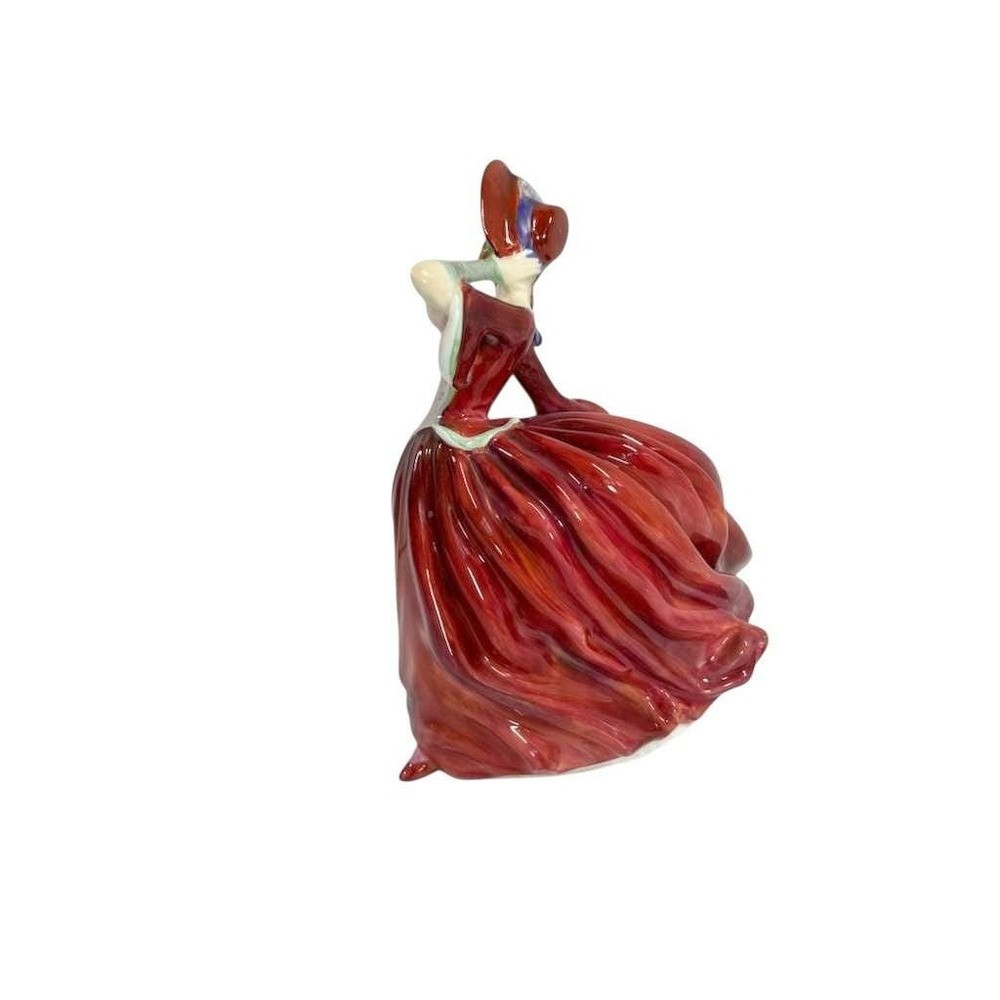 Royal Doulton AUTUMN BREEZES‎ Figurine HN1934 Red Dress Green Bonnet 8" Tall - Picture 7 of 11